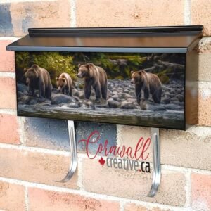 Endangered Bear Cubs Playing near the River Wall-mounted Townhouse Mailbox Cover