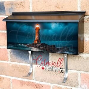 Lamp Illuminates Famous Lighthouse At Dusk Wall-mounted Townhouse Mailbox Cover