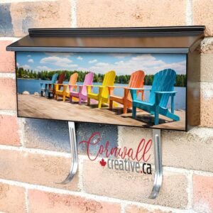 Colorful Muskoka Chairs For People To Relax on a Deck 2 Wall-mounted Townhouse Mailbox Cover