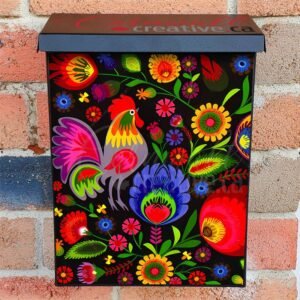 Hungarian Folk Rooster Design Colonial Mailbox Cover
