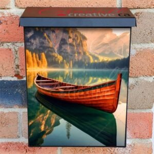 Beautiful View Of Traditional Wooden Rowing Boats On Lake Colonial Mailbox Cover