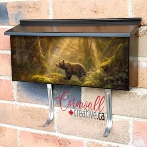 Bear Walking Alone in Forest Wall-mounted Townhouse Mailbox Cover