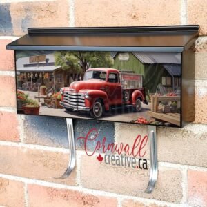 American Old Red Vintage Retro Truck at the Farmers Market Wall-mounted Townhouse Mailbox Cover
