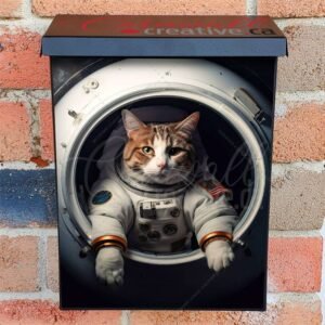 Curious Cat In An Astronaut Suit Colonial Mailbox Cover