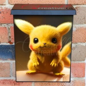 A Small Pikachu Sitting On Top Of A Finger Colonial Mailbox Cover