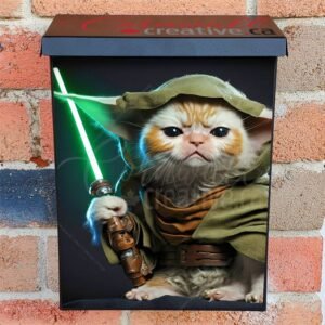 Cat Jedi Master With Lightsaber Colonial Mailbox Cover