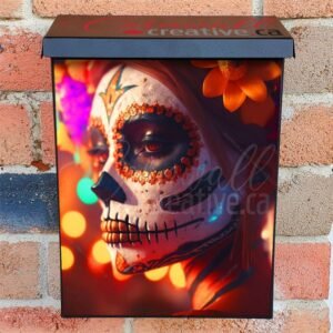 Woman In Sugar Skull Makeup Colonial Mailbox Cover