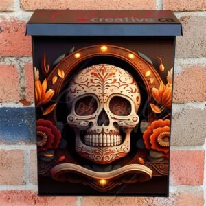 Day Of The Dead Dia De Muertos Mexican Sugar Skull And Flowers Colonial Mailbox Cover