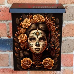 Sugar Skull Faced Women With Flowers Colonial Mailbox Cover