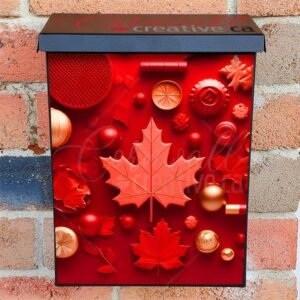 Happy Canada Day Canadian Maple Leaf On Red Background Colonial Mailbox Cover