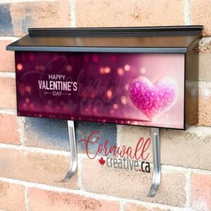Happy Valentines Day Heart On Shiny Glittery Pink Background Wall-mounted Townhouse Mailbox Cover