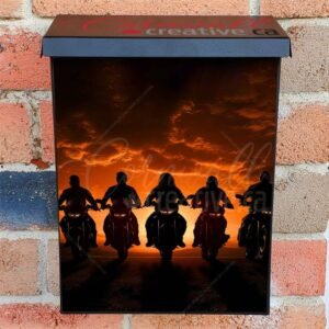Motor bikers Silhouette At Sunset Colonial Mailbox Cover