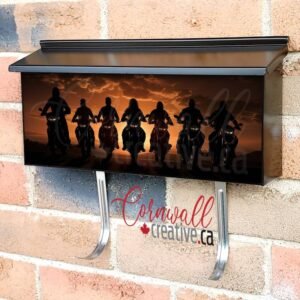 Motor bikers Silhouette At Sunset Wall-mounted Townhouse Mailbox Cover