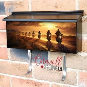 Motorcyclists On The Road At Sunset Wall-mounted Townhouse Mailbox Cover