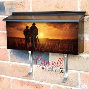 Pair Of Soldiers At Sunset Silhouette Wall-mounted Townhouse Mailbox Cover