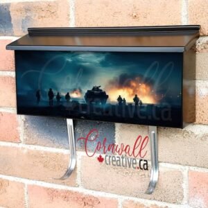 Silhouetted Soldiers In A Foggy Sky Below A Cloudy Skyline Wall-mounted Townhouse Mailbox Cover