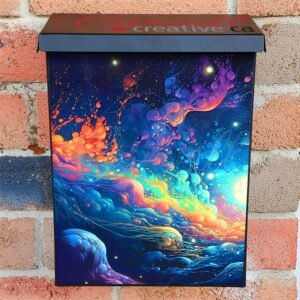 Bubbly Colorful Space Painting Art Colonial Mailbox Cover