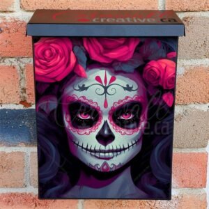 Pink Sugar Skull Lady With Roses Colonial Mailbox Cover