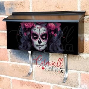 Pink Sugar Skull Lady With Roses Wall-mounted Townhouse Mailbox Cover