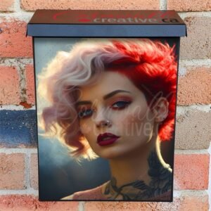 Beautiful Fashion Model With Wavy Blond And Red Hair Colonial Mailbox Cover