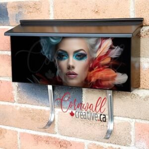 Fashion Model With Glamorous Makeup With Colorful Feathers Wall-mounted Townhouse Mailbox Cover