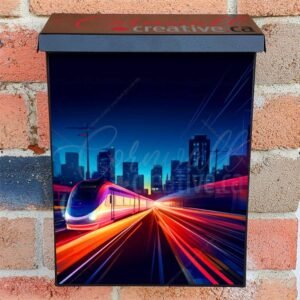 Colorful Train Quick Running Illustration Colonial Mailbox Cover