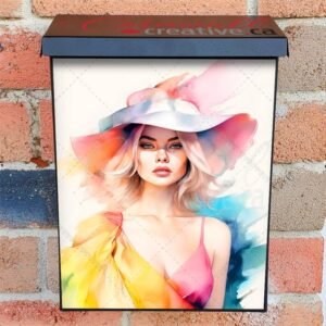 Watercolor Fashion Female In Hat Colonial Mailbox Cover