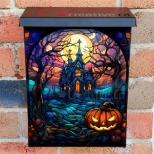 Stained Glass Halloween Church Colonial Mailbox Cover