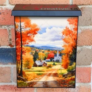Autumn Road to the Village Colonial Mailbox Cover