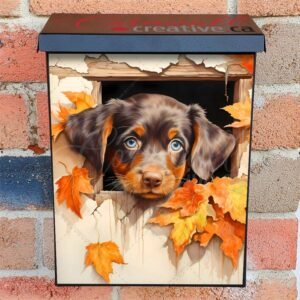 Little Autumn Puppy Colonial Mailbox Cover