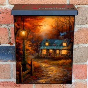 Cozy Autumn Cottage Colonial Mailbox Cover