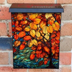 Stained Glass Autumn Tree 2 Colonial Mailbox Cover