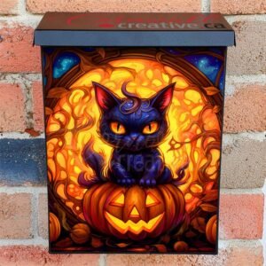 Pretty Halloween Cat Colonial Mailbox Cover