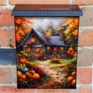 Pretty Pumpkin Cottage Colonial Mailbox Cover
