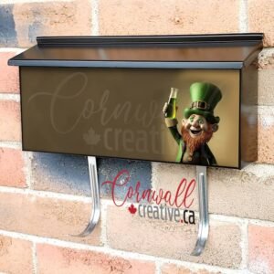 Cheerful leprechaun man enjoying a drink Wall-mounted Townhouse Mailbox Cover
