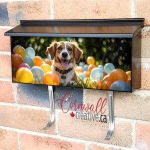 Adorable Beagle Dog Playing With Colorful Balloons Wall-mounted Townhouse Mailbox Cover