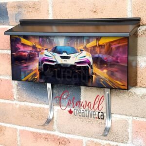 Cyberpunk Race Car Neon Ligh 3 Wall-mounted Townhouse Mailbox Cover