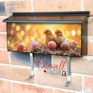 Chickens With Eggs On A Sun Drenched Spring Meadow Wall-mounted Townhouse Mailbox Cover