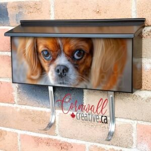 Close Up Of A Small Dog With Brown And White Fur Wall-mounted Townhouse Mailbox Cover