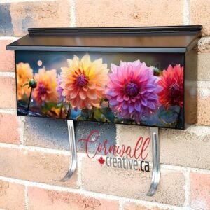 Colorful Dahlia Mix Blooms With Raindrops Wall-mounted Townhouse Mailbox Cover