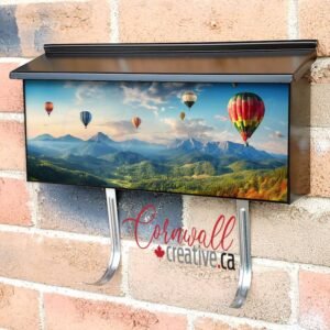 Colorful Hot Air Balloons Flying Over Mountain Wall-mounted Townhouse Mailbox Cover