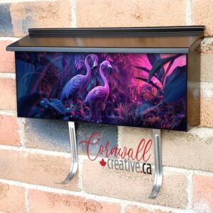 Colorful Tropical Scene With Neon Flamingos Wall-mounted Townhouse Mailbox Cover