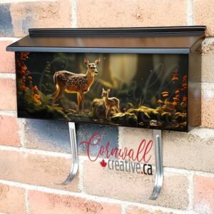 Deer And Fawn In The Forest Wall-mounted Townhouse Mailbox Cover