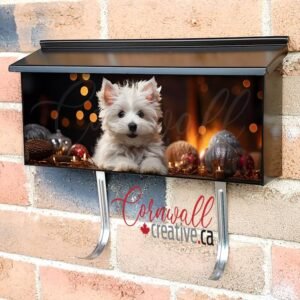 Dog With Natal Present Wall-mounted Townhouse Mailbox Cover