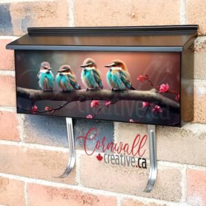 Four Colorful Birds Sitting On A Branch 2 Wall-mounted Townhouse Mailbox Cover