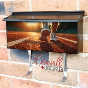 Male Athletes Feet In Running Shoes On Running Track Wall-mounted Townhouse Mailbox Cover