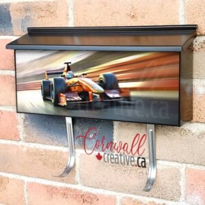 Racing Car At High Speed On Race Track Wall-mounted Townhouse Mailbox Cover