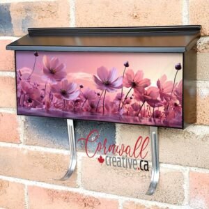 Pink Flowers Scene Wall-mounted Townhouse Mailbox Cover