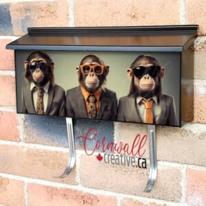 Three Monkeys In Sunglasses Are Dressed Up 2 Wall-mounted Townhouse Mailbox Cover