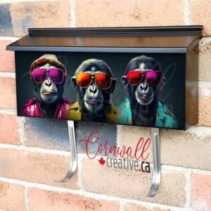Three Monkeys Wearing Sunglasses Wall-mounted Townhouse Mailbox Cover